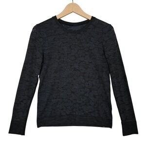 Lululemon Women's Pullover Seamless Mesh Knit Long Sleeve Black 8